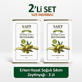 2 Adet x 3 LT Teneke - Erken Hasat Soğuk Sıkım Zeytinyağı