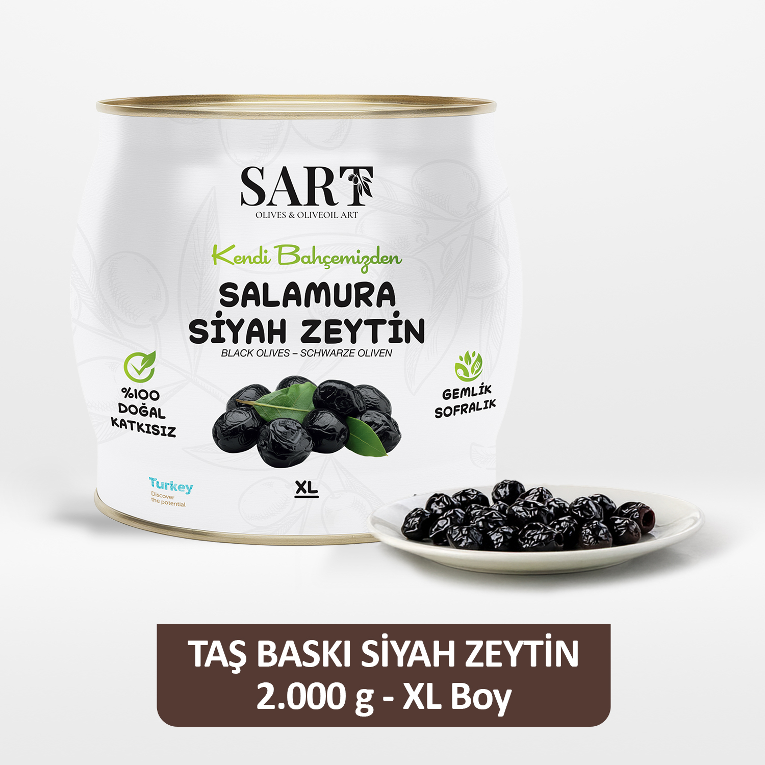 Taş Baskı Gemlik Sofralık Siyah Zeytin Premium XL - 2 KG
