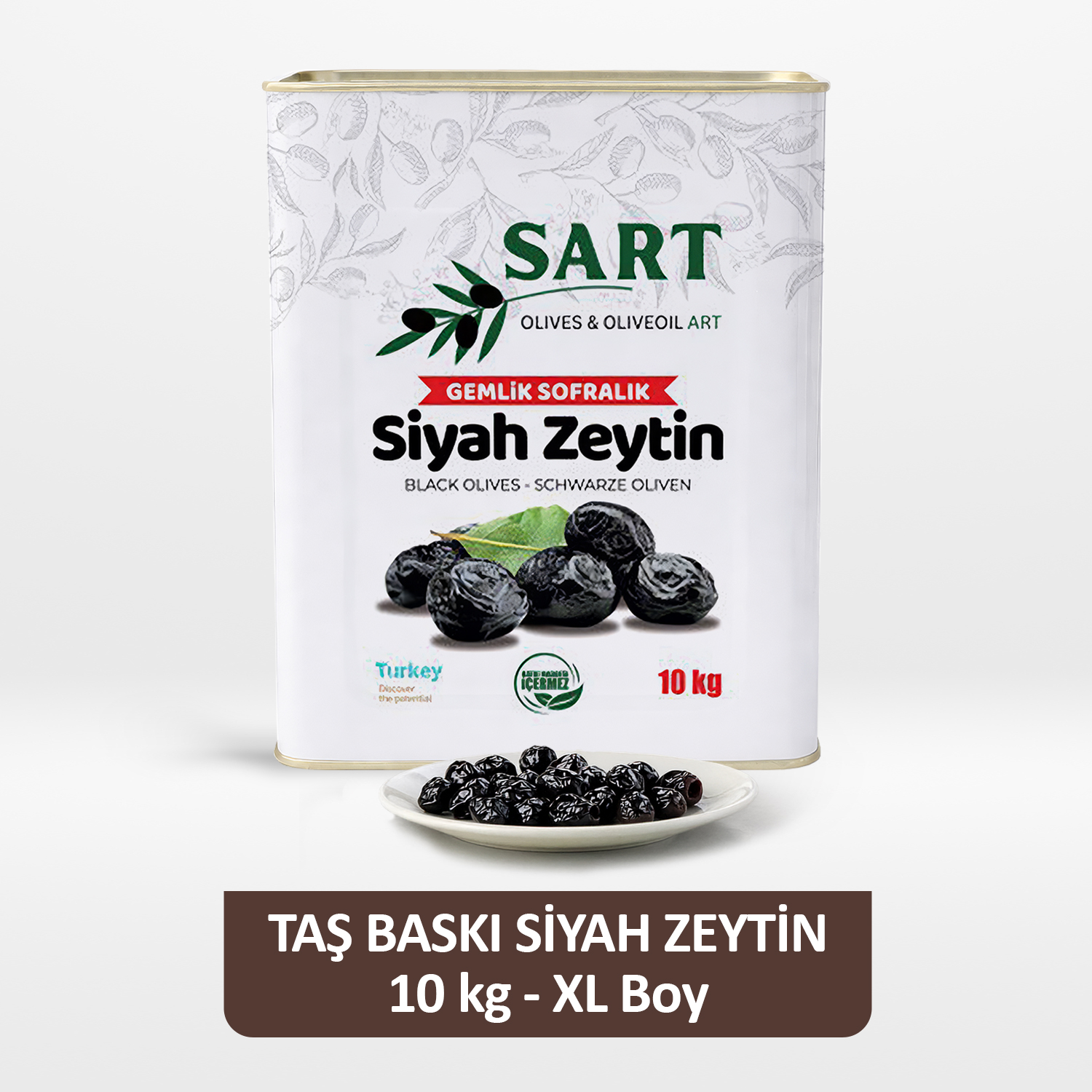 Taş Baskı Gemlik Sofralık Siyah Zeytin Premium XL  – 10 KG